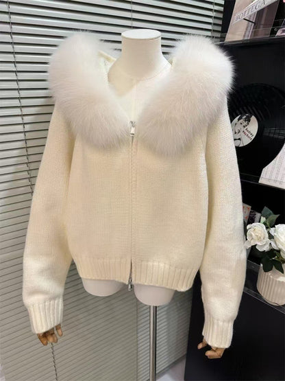 Premium Deer Plush Zip Cardigan