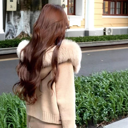 Premium Deer Plush Zip Cardigan